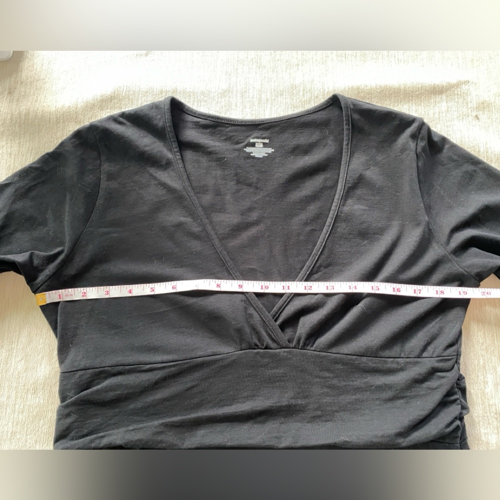 Patagonia Organic Cotton Black Dress V Neck 3/4 Sleeve Size Large - Picture 10 of 13
